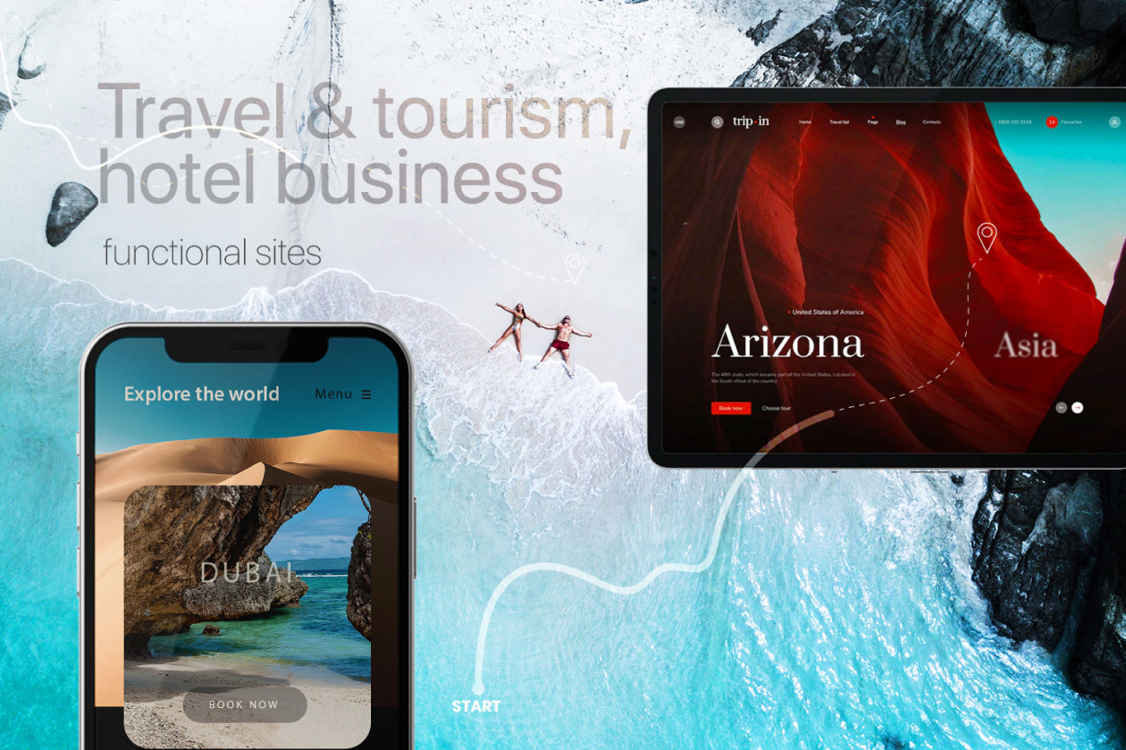 Websites for tourism and recreation, hotel business, show business